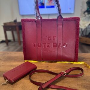 Dark Red Unbranded Tote Bag with Matching Wallet